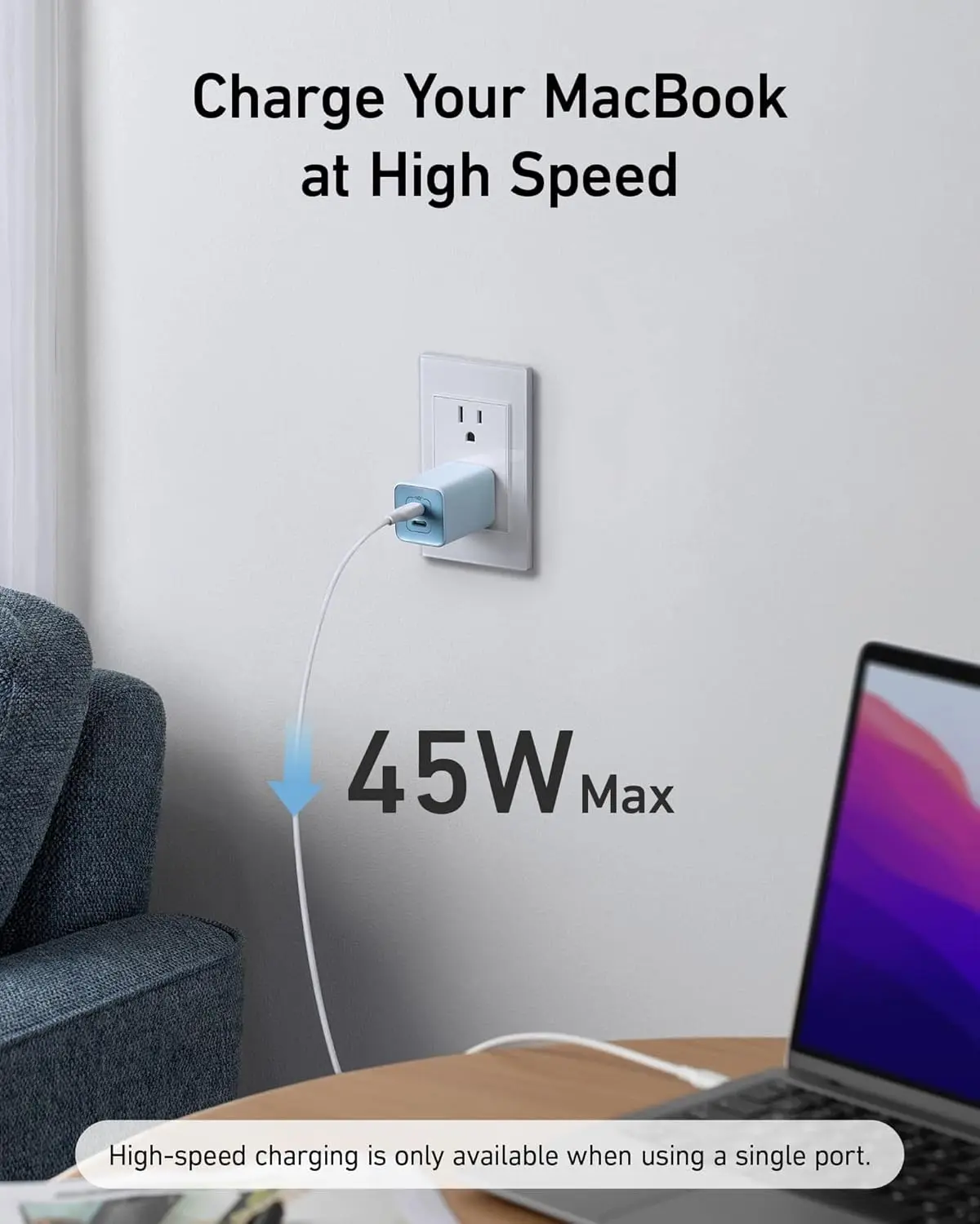 Anker Nano Charger, 47W 2 Port Compact Foldable GaN USB C Charger for iPhone 16/15, Galaxy, Pixel, Compatible with MagSafe (Black) image 3
