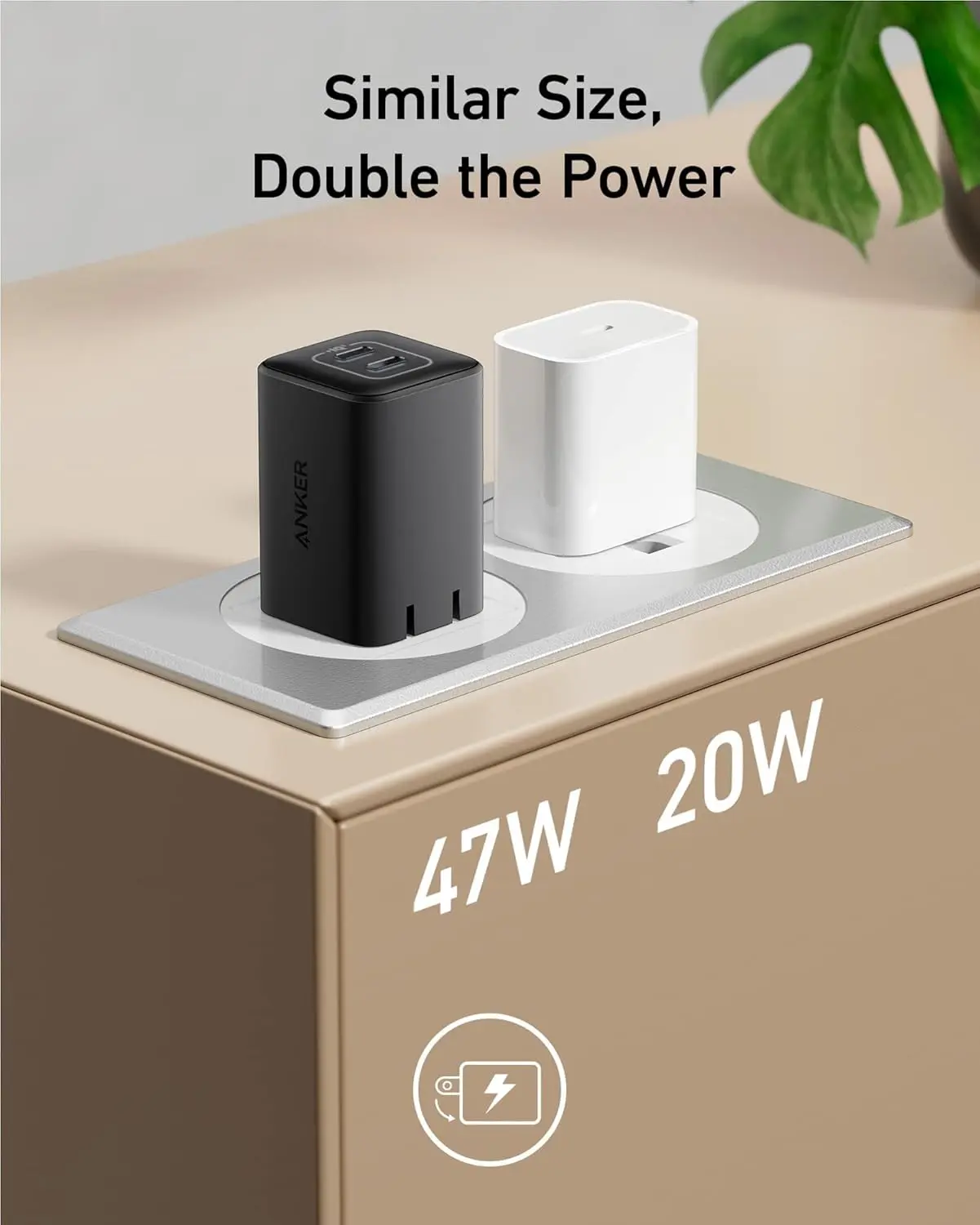 Anker Nano Charger, 47W 2 Port Compact Foldable GaN USB C Charger for iPhone 16/15, Galaxy, Pixel, Compatible with MagSafe (Black) image 5