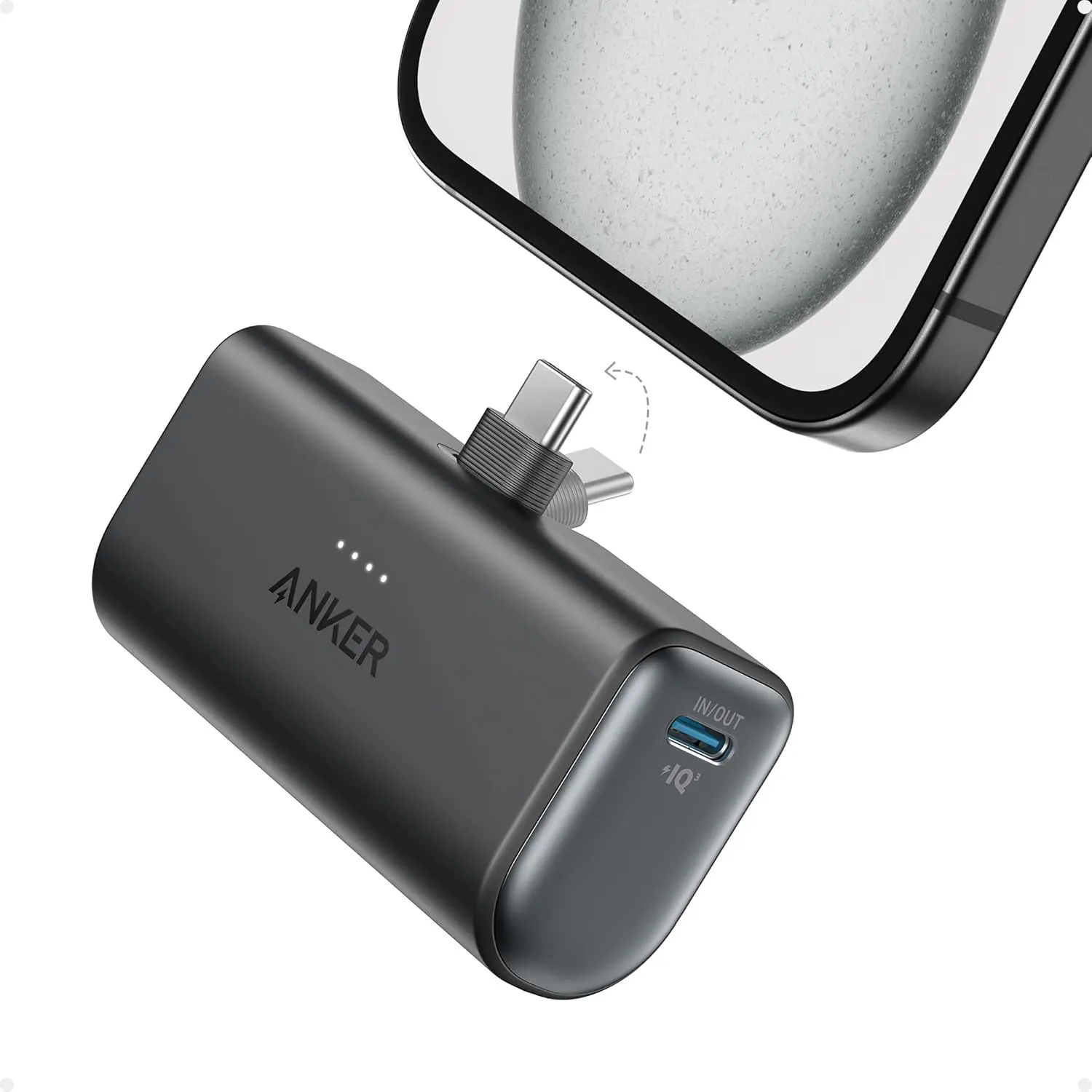 Anker Nano Power Bank with Built-in USB-C Connector, 5,000mAh Portable Charger 22.5W, for iPhone 16/15 Series, Samsung, iPad Pro/Air, and More image 1