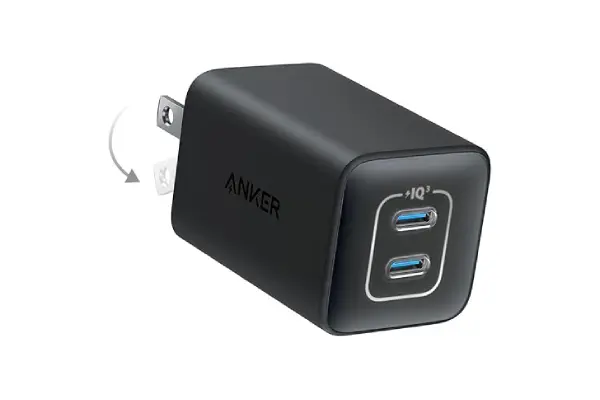Anker Nano Charger, 47W 2 Port Compact Foldable GaN USB C Charger for iPhone 16/15, Galaxy, Pixel, Compatible with MagSafe (Black) image
