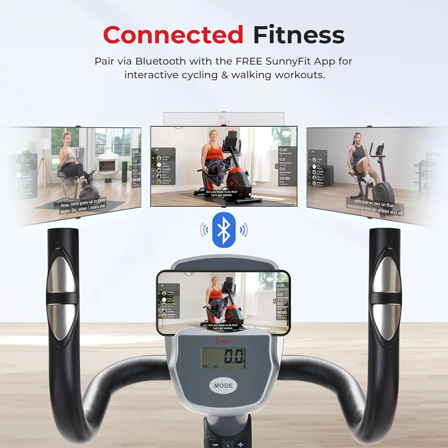 Sunny Health & Fitness Essentials Series Magnetic Smart Recumbent Bike with Exclusive SunnyFit App Enhanced Bluetooth Connectivity – SF-RB422003 image 3