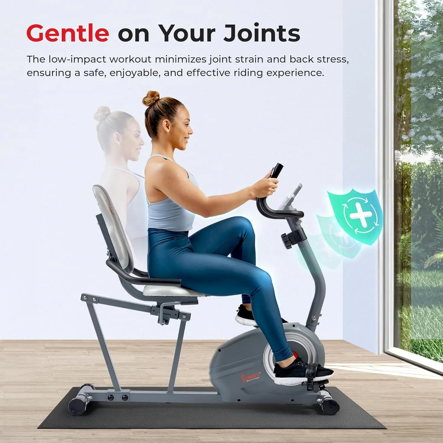 Sunny Health & Fitness Essentials Series Magnetic Smart Recumbent Bike with Exclusive SunnyFit App Enhanced Bluetooth Connectivity – SF-RB422003 image 4