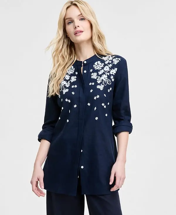 Women's Floral Puff-Print Tunic image 1