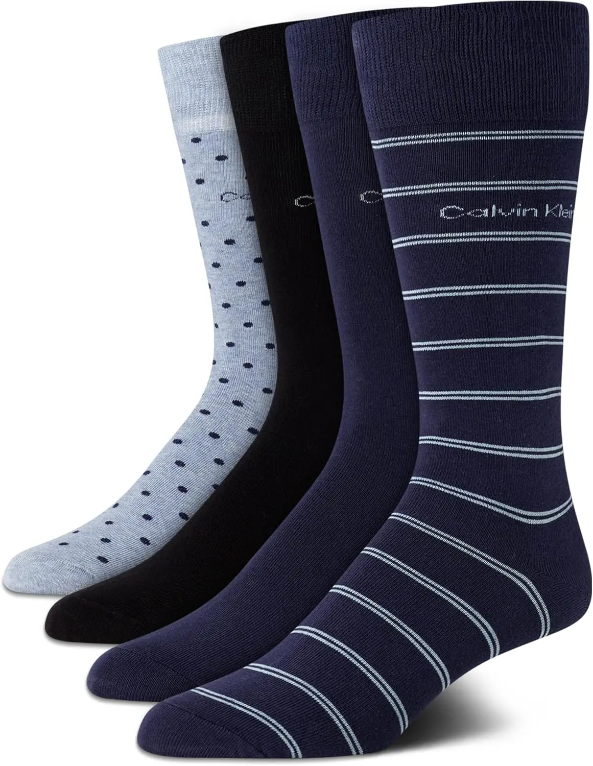 Calvin Klein Men's Dress Socks - 4 Pack Soft Cotton Blend, Striped Crew Socks - Casual Long Work Socks for Men (Sizes: 7-12) image 1