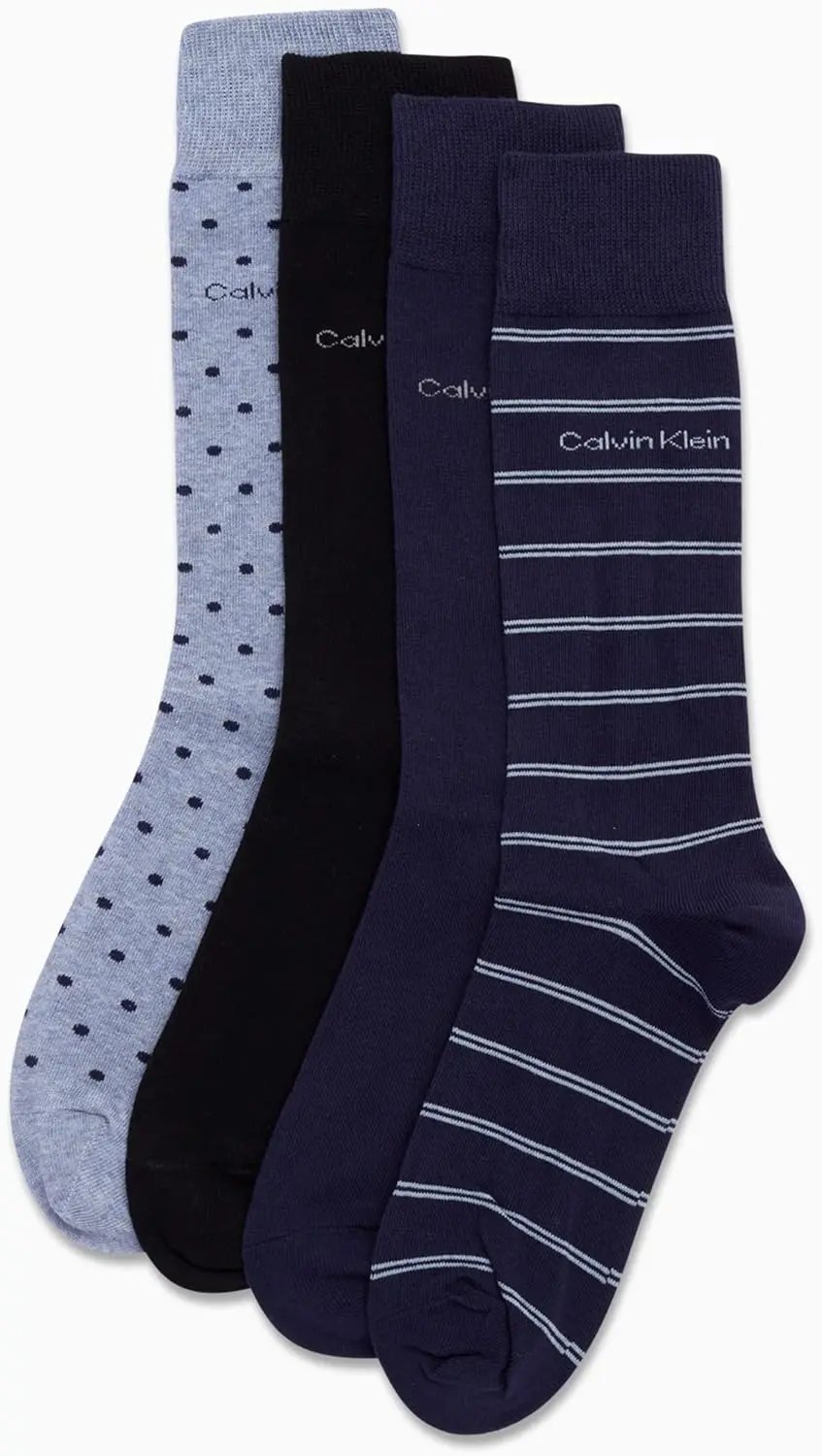 Calvin Klein Men's Dress Socks - 4 Pack Soft Cotton Blend, Striped Crew Socks - Casual Long Work Socks for Men (Sizes: 7-12) image 4