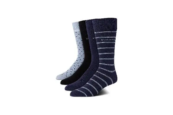 Calvin Klein Men's Dress Socks - 4 Pack Soft Cotton Blend, Striped Crew Socks - Casual Long Work Socks for Men (Sizes: 7-12) image