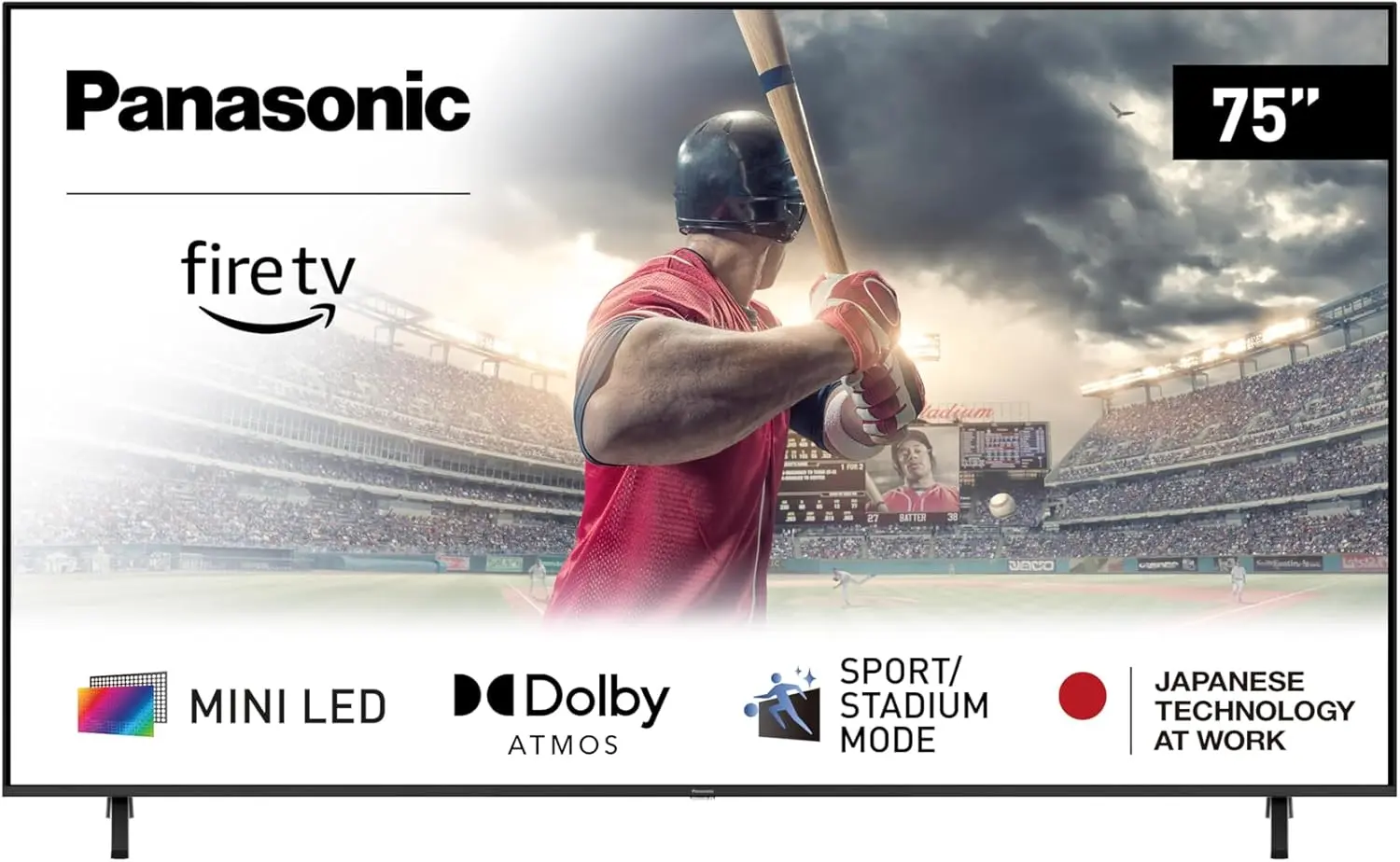 Panasonic W95 Series 75-inch Mini LED 4K Ultra HD Smart Fire TV, Sport Stadium Mode, ATSC3.0, Dolby Vision IQ, Dolby Atmos, HDR10+ Adaptive, Press and Ask Alexa, 144Hz, Wall-mountable - 75W95AP image 1