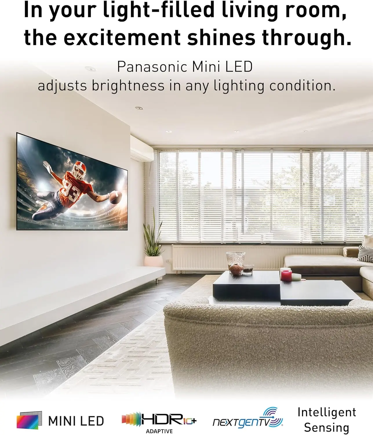Panasonic W95 Series 75-inch Mini LED 4K Ultra HD Smart Fire TV, Sport Stadium Mode, ATSC3.0, Dolby Vision IQ, Dolby Atmos, HDR10+ Adaptive, Press and Ask Alexa, 144Hz, Wall-mountable - 75W95AP image 3
