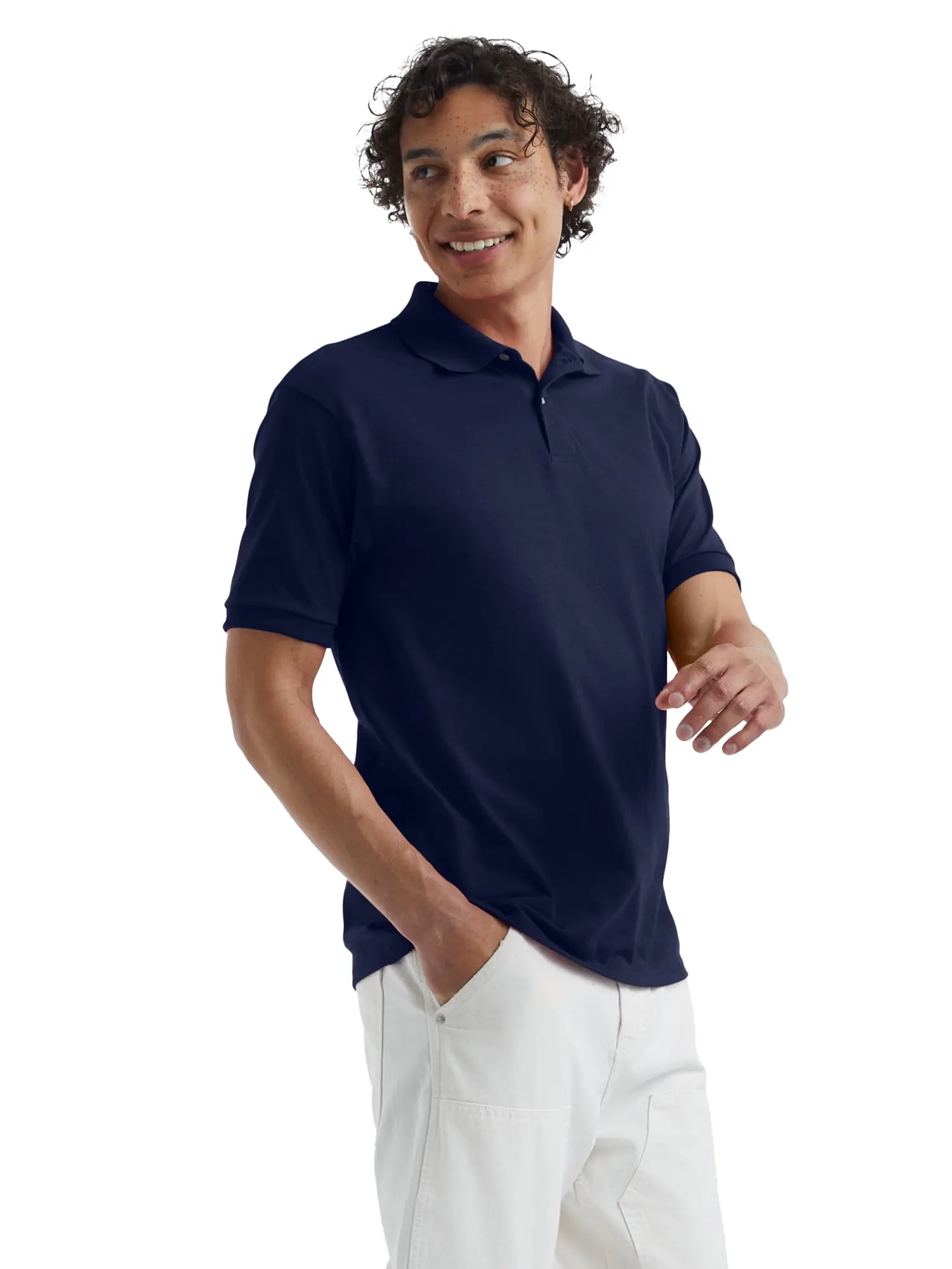 Hanes Men's EcoSmart Polo Shirt, Sizes S-3XL image 3