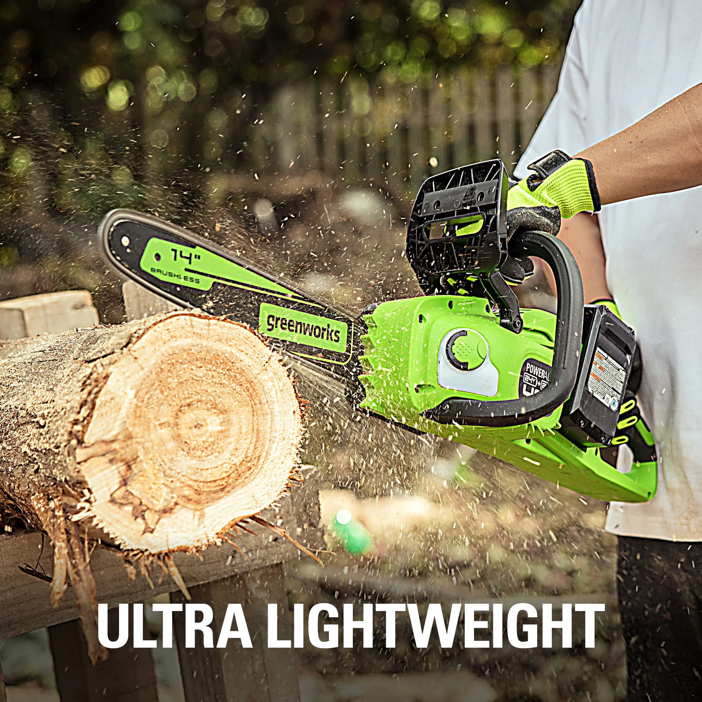 Greenworks 48V (2x24V) 14" Brushless Chainsaw + (2) 4Ah USB Batteries & Dual Port Charger 2017902 image 7