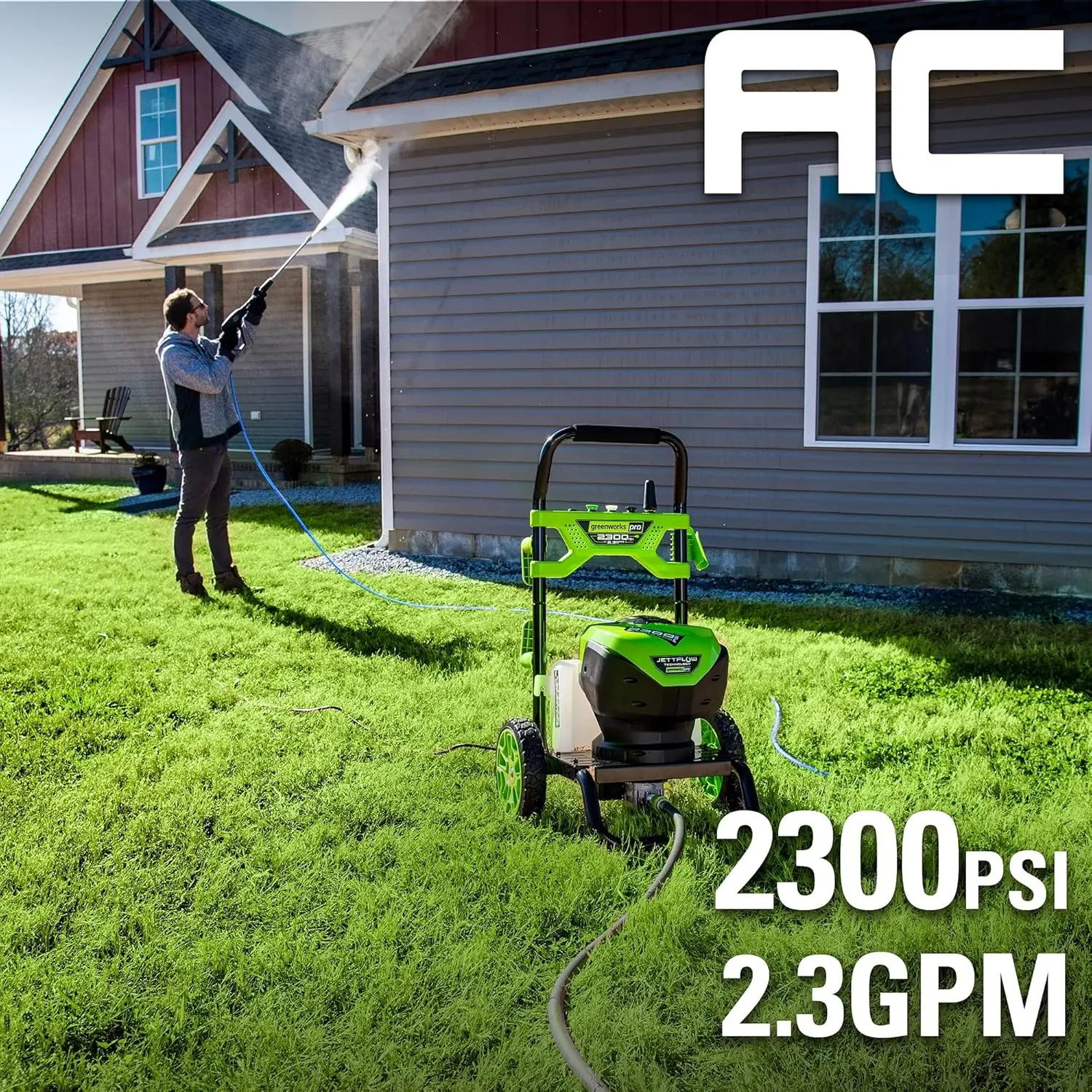 Greenworks 2300 PSI TruBrushless (2.3 GPM) Electric Pressure Washer, 25’ Hose, Quick Connect Wand, 15, 24, 40 Degree Soap and Turbo Nozzle image 12