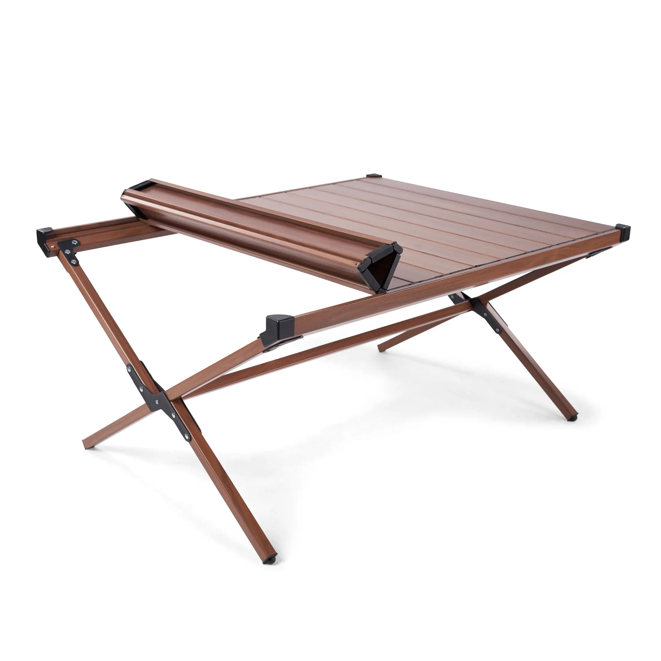 Ozark Trail Aluminum Roll-Top Camping Table, Dark Brown image 2
