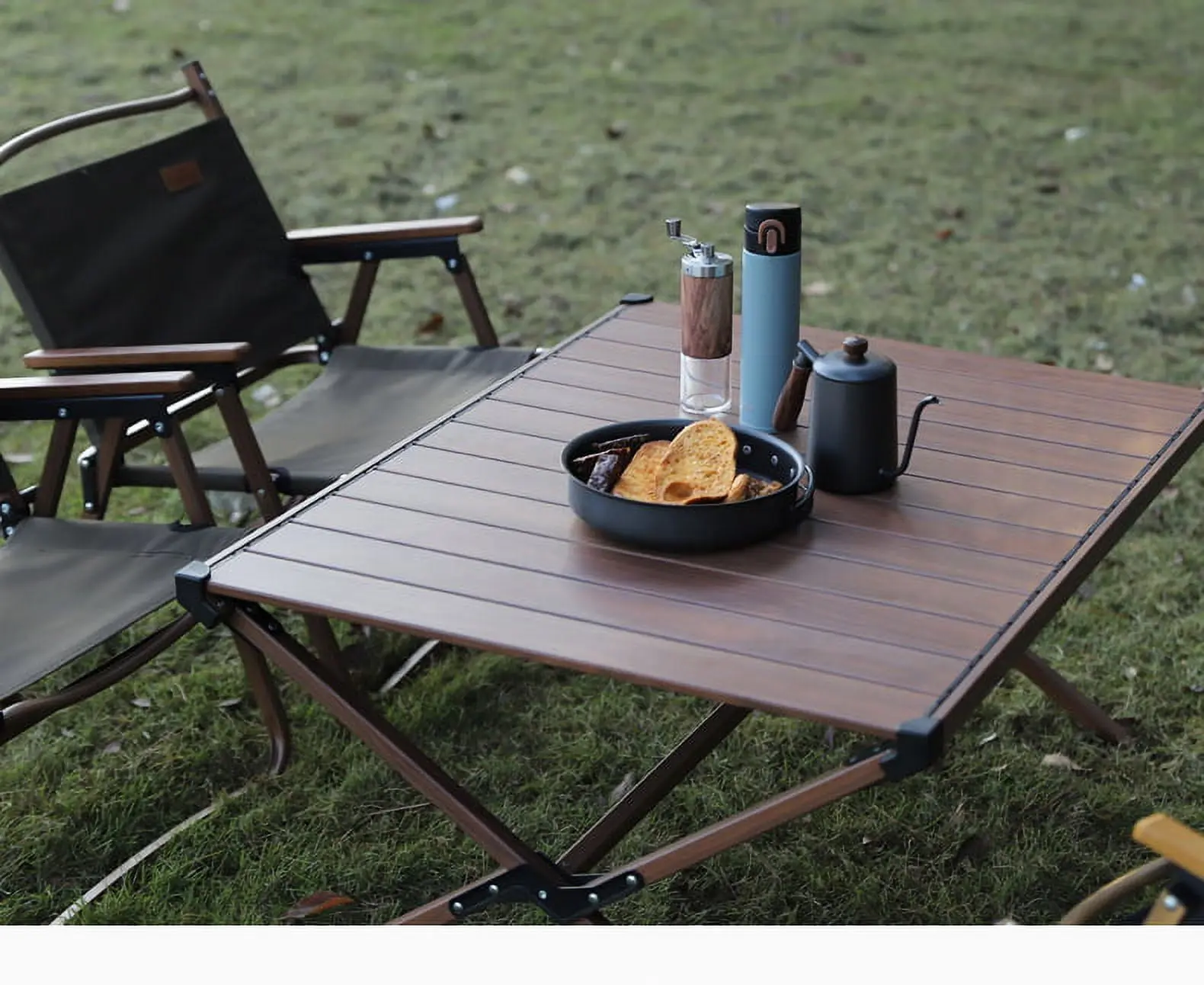 Ozark Trail Aluminum Roll-Top Camping Table, Dark Brown image 8