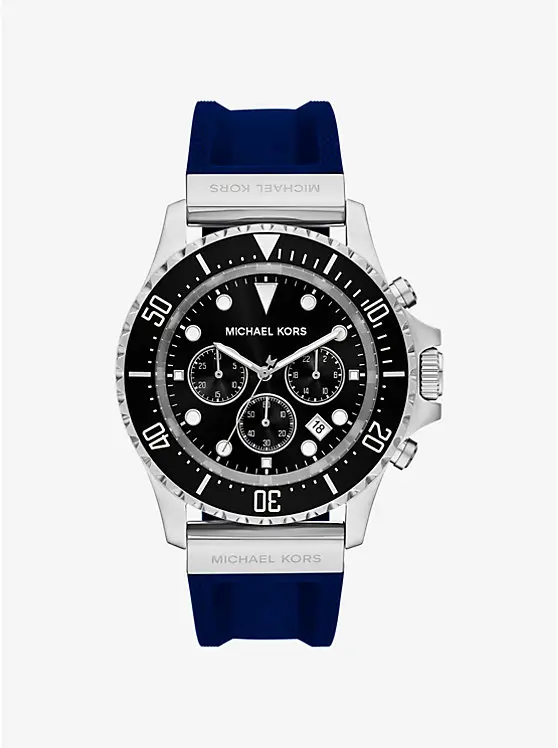 Oversized Everest Silver-Tone and Silicone Watch image 1