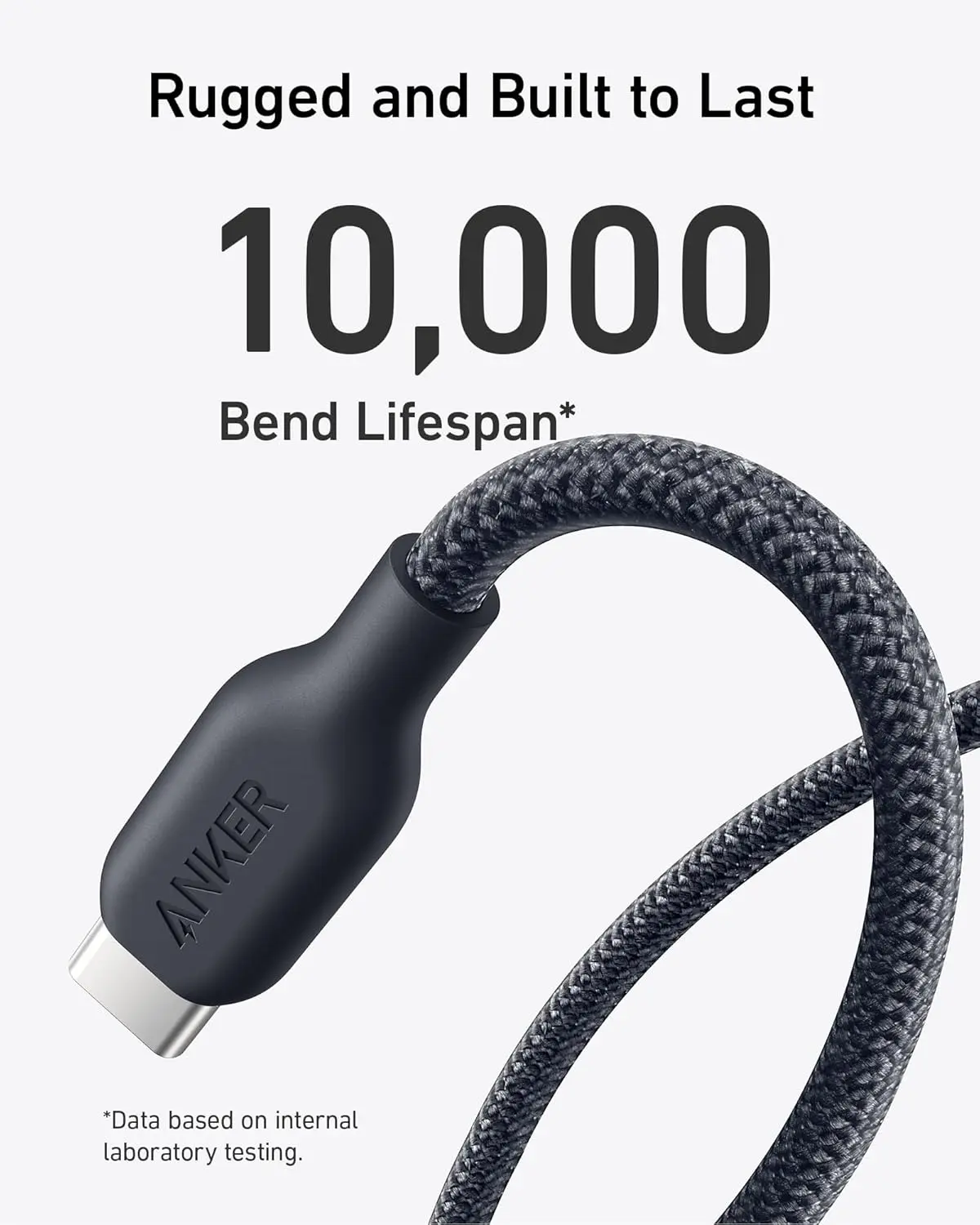 Anker USB C Cable, 240W Bio-Braided Type C Fast Charge Cord for iPhone 16/16 Pro, MacBook Pro 2020, iPad Pro,and More(USB 2.0, 10FT, Phantom Black) image 5