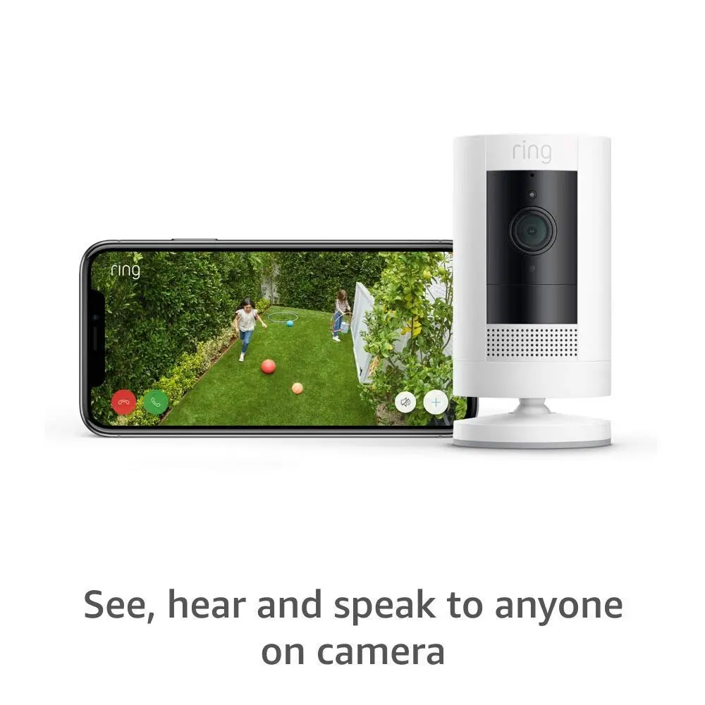 Like-New Ring Stick Up Cam Battery HD security camera with custom privacy controls, Simple setup, Works with Alexa - White image 3