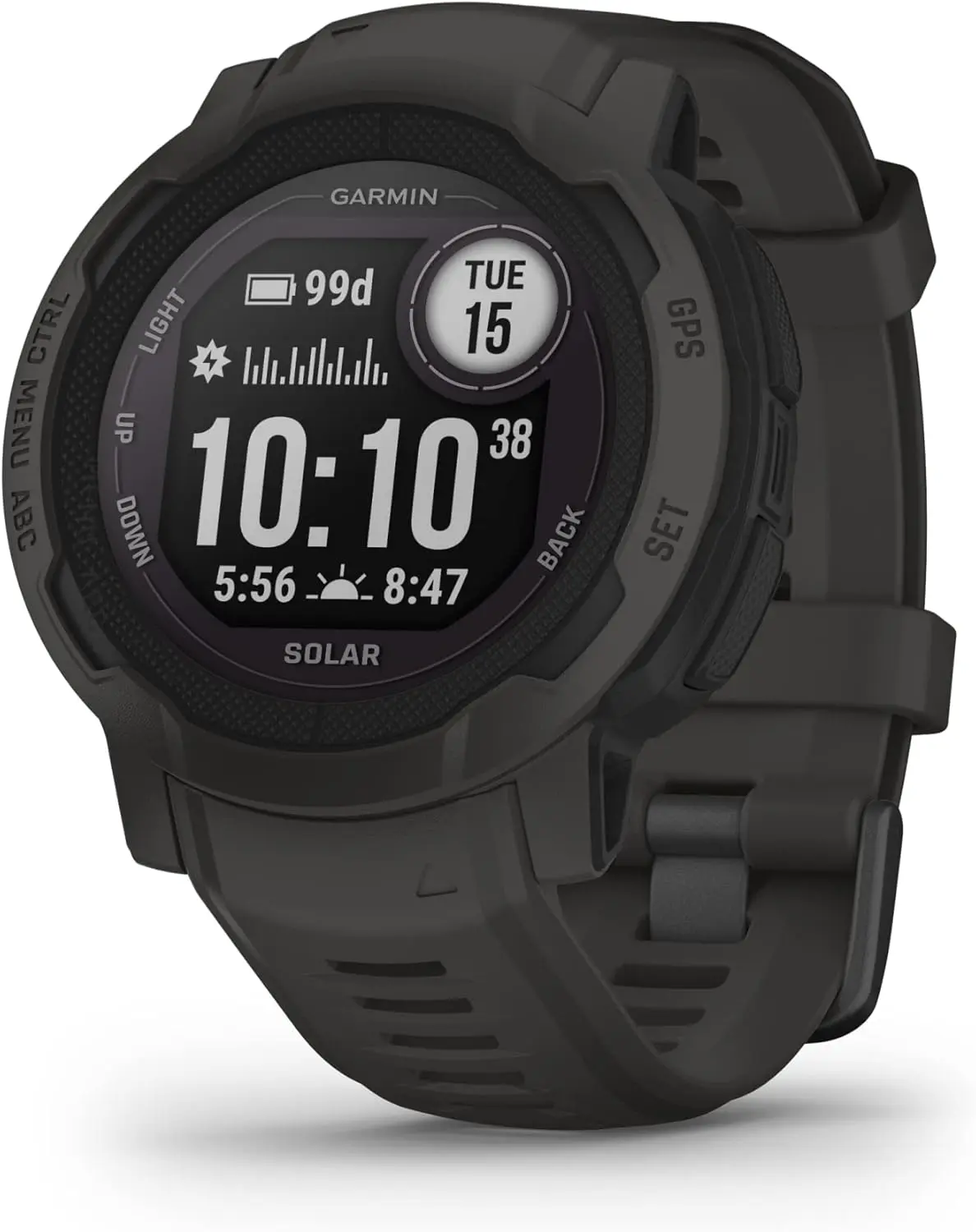 Garmin Instinct 2 Solar, GPS Outdoor Watch, Solar Charging Capabilities, Multi-GNSS Support, Tracbak Routing, Graphite image 1
