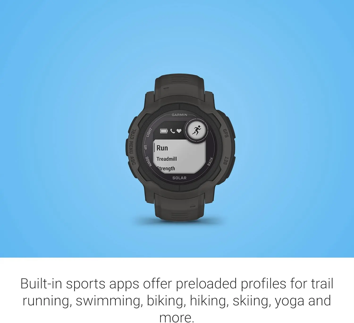 Garmin Instinct 2 Solar, GPS Outdoor Watch, Solar Charging Capabilities, Multi-GNSS Support, Tracbak Routing, Graphite image 5