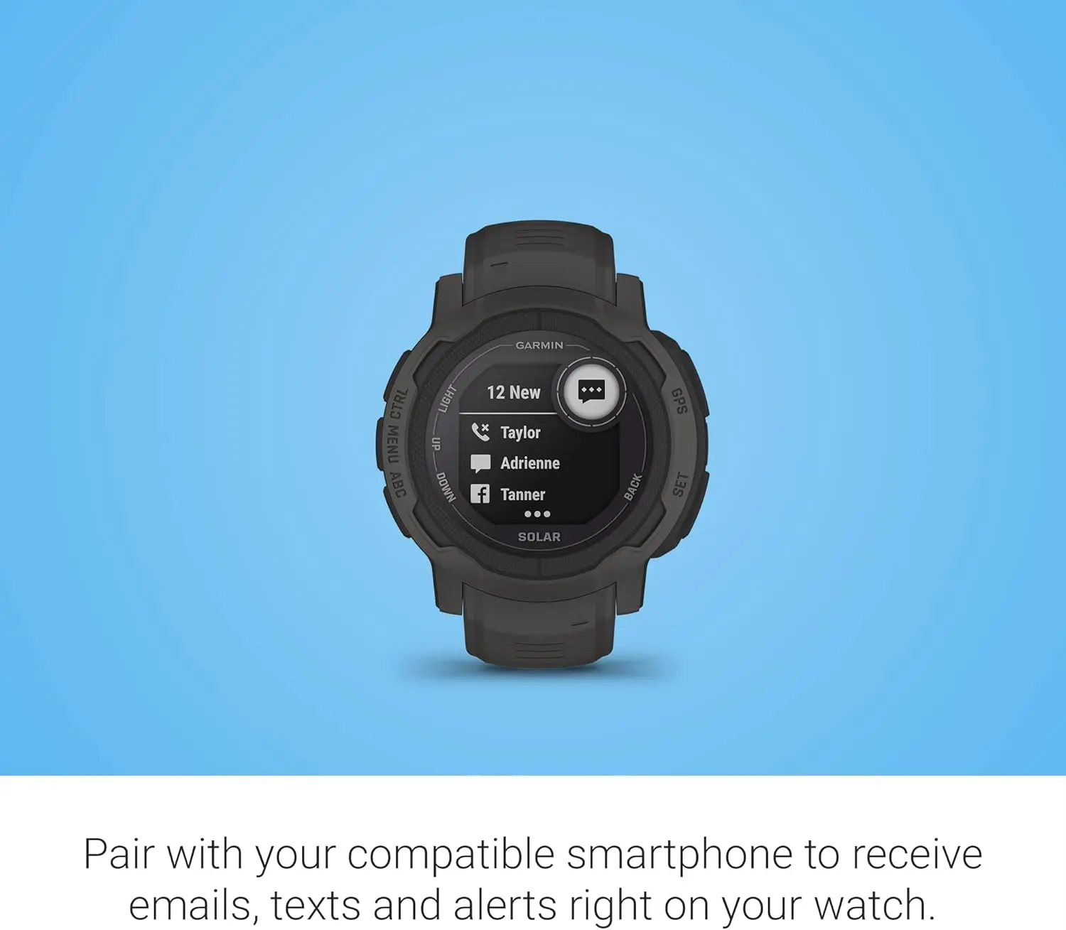 Garmin Instinct 2 Solar, GPS Outdoor Watch, Solar Charging Capabilities, Multi-GNSS Support, Tracbak Routing, Graphite image 6