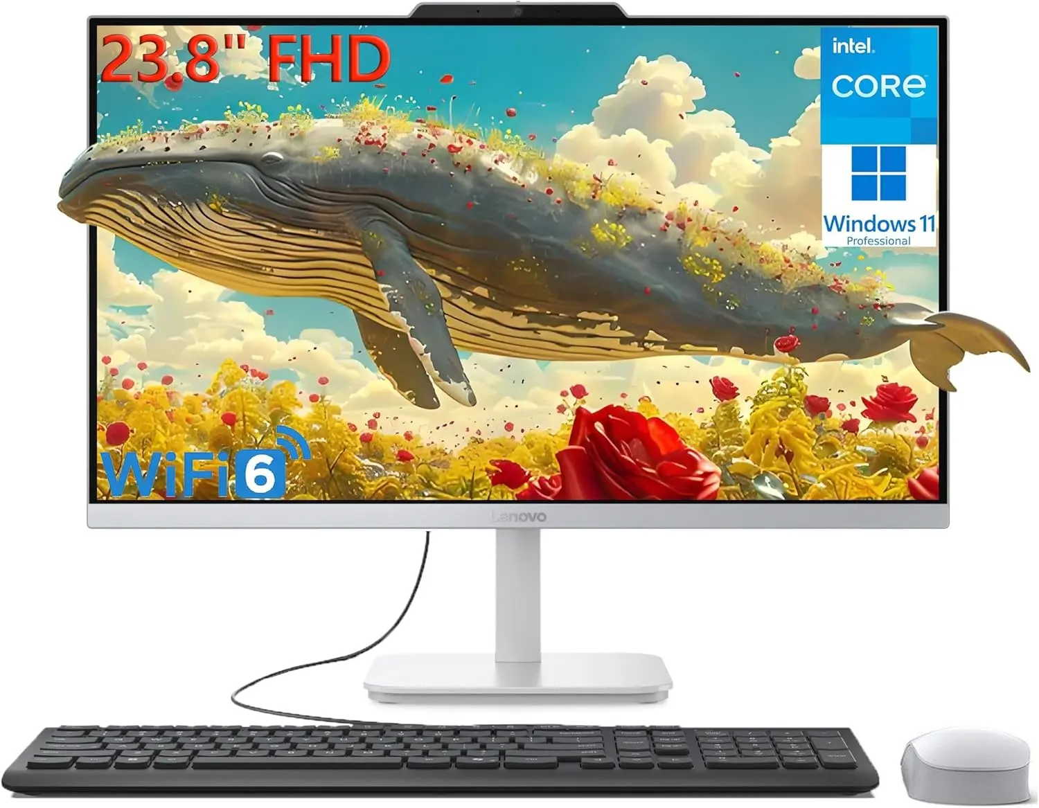 Lenovo 24 23.8" FHD All-in-One Desktop Computer for Home Office, Intel 4-Core Processor (Beat i3-1110G4), 32GB DDR4 RAM, 1TB PCIe SSD, WiFi 6, Bluetooth, Business AIO, Windows 11 Pro, Vent-Hear image 1