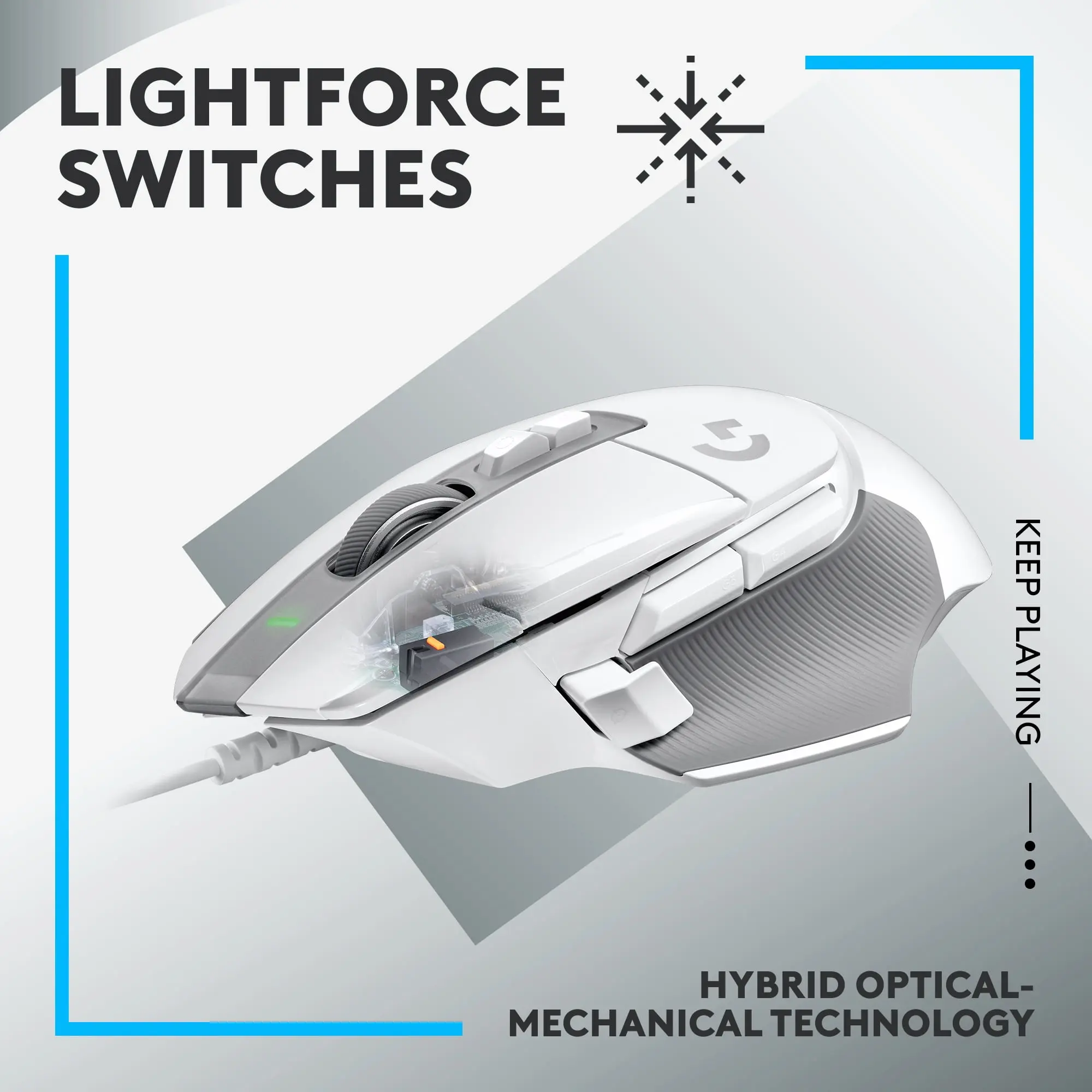 Logitech G502 X Wired Gaming Mouse - LIGHTFORCE hybrid optical-mechanical primary switches, HERO 25K gaming sensor, compatible with PC - macOS/Windows - White image 2