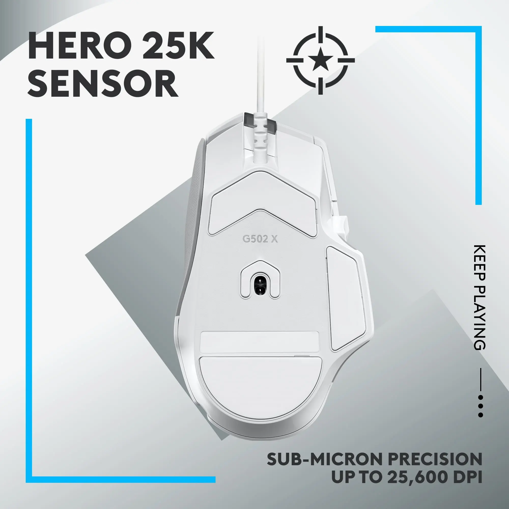 Logitech G502 X Wired Gaming Mouse - LIGHTFORCE hybrid optical-mechanical primary switches, HERO 25K gaming sensor, compatible with PC - macOS/Windows - White image 4