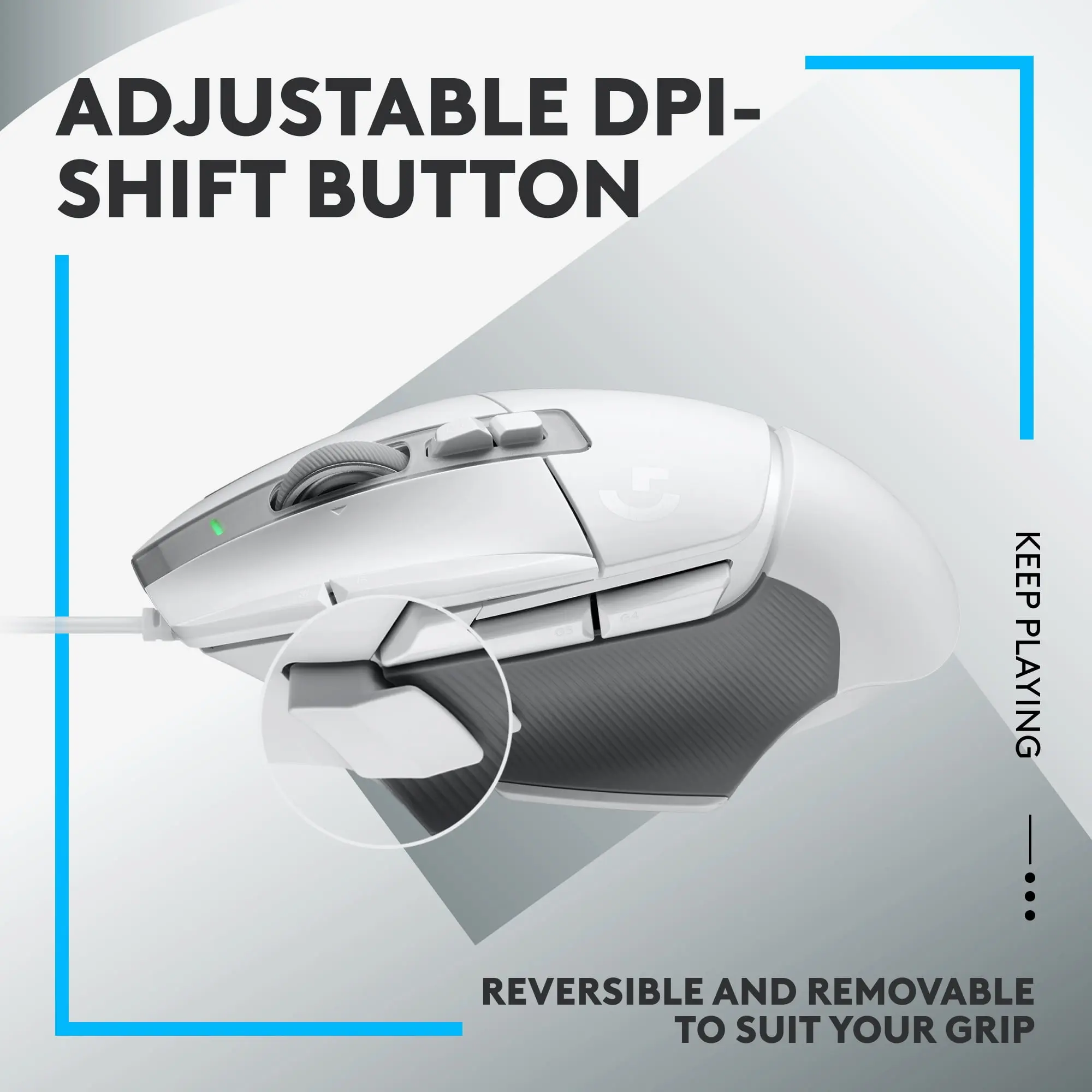 Logitech G502 X Wired Gaming Mouse - LIGHTFORCE hybrid optical-mechanical primary switches, HERO 25K gaming sensor, compatible with PC - macOS/Windows - White image 7