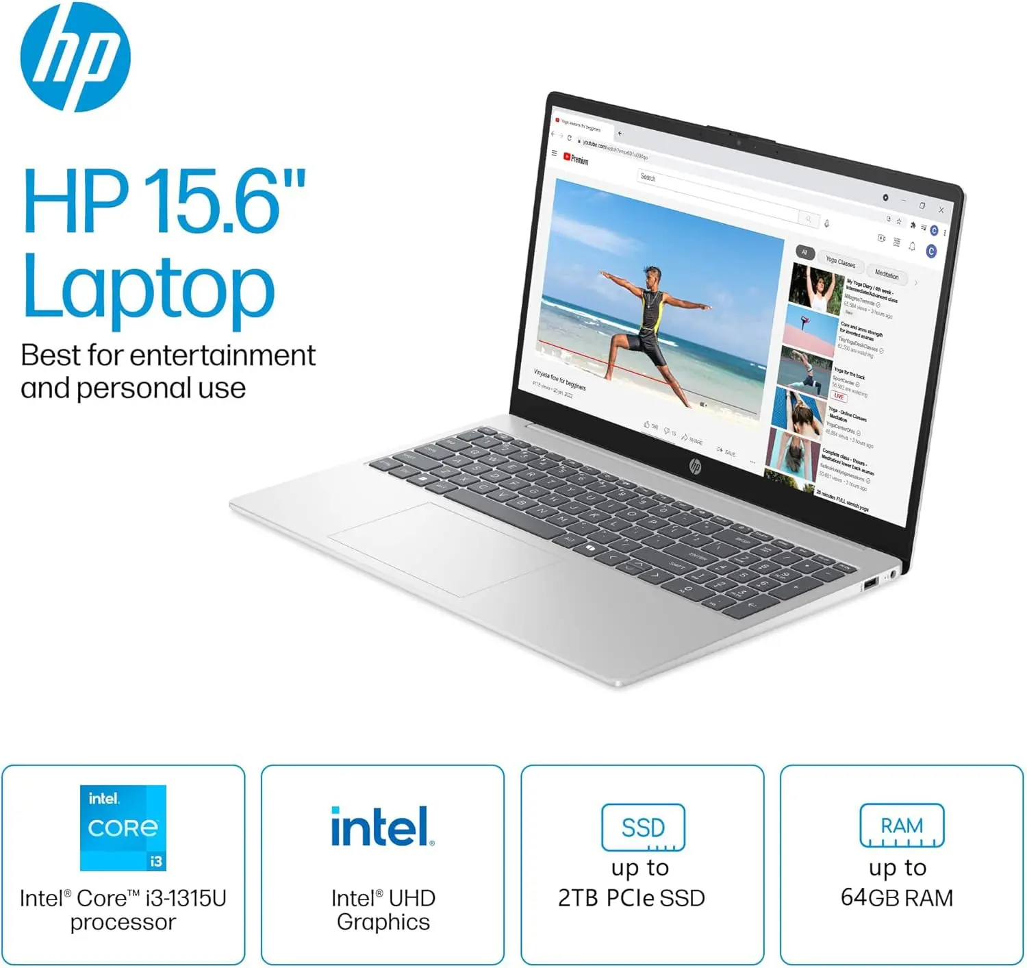 HP Laptop Computer 15.6" Touchscreen for Student Home Study and Business, 32GB DDR4 RAM, 1TB PCIe SSD, WiFi 6, Bluetooth 5.3, Windows 11 Pro, Intel i3-1315U (Beat i5-1155G7), BEF-ectoy USB C Hub image 3