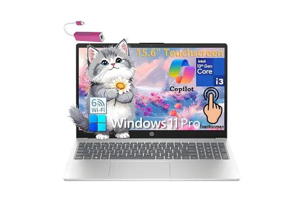 HP Laptop Computer 15.6" Touchscreen for Student Home Study and Business, 32GB DDR4 RAM, 1TB PCIe SSD, WiFi 6, Bluetooth 5.3, Windows 11 Pro, Intel i3-1315U (Beat i5-1155G7), BEF-ectoy USB C Hub image