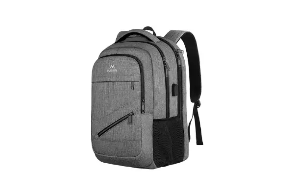 MATEIN Travel Laptop Backpack, 17 Inch Work TSA Approved Carry on Backpack, Large Computer Business Bag for Men Women with USB Port and Trolley Sleeve, College School Rucksack Book Bag, Grey image