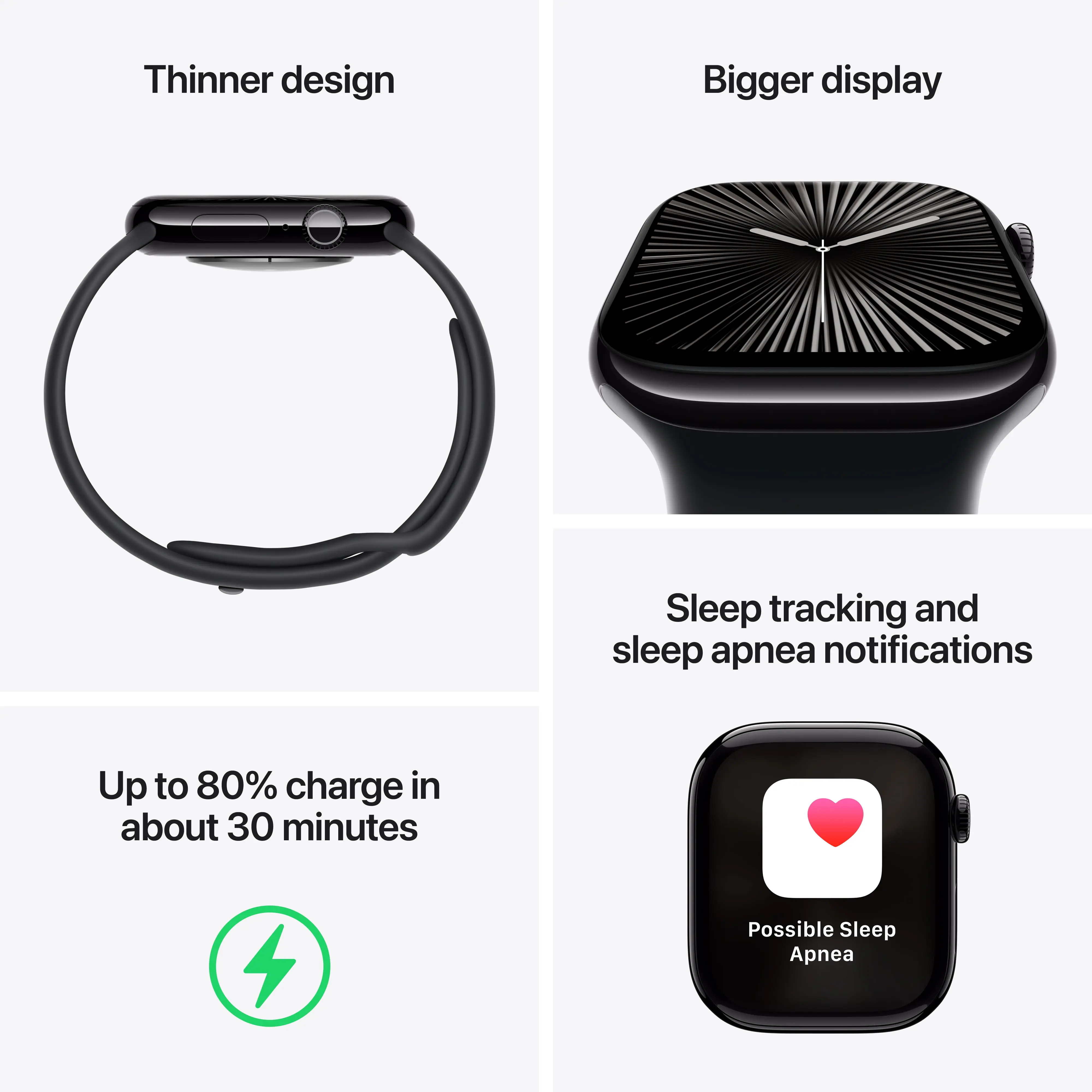 Apple Watch Series 10 GPS 46mm Jet Black Aluminum Case with Ink Sport Loop image 3