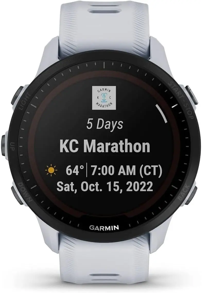 Garmin Forerunner® 955, GPS Running Smartwatch, Tailored to Triathletes, Long-Lasting Battery, Whitestone image 2