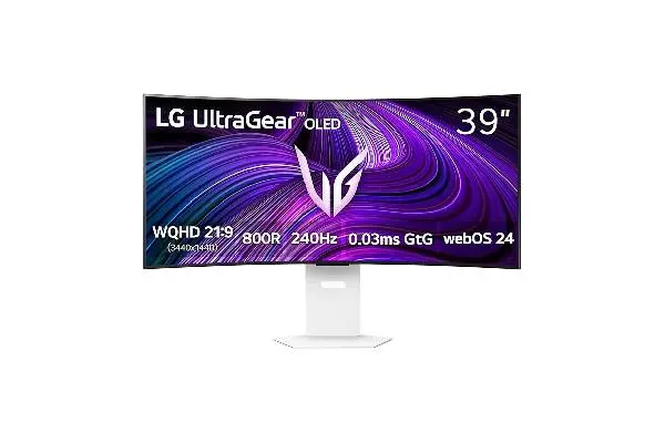 LG 39GX90SA-W 39-inch Ultragear WQHD (3440 x 1440) OLED Curved Gaming Monitor 240Hz, 1ms, NVIDIA G-Sync Compatible, AMD FreeSync Premium, VESA DisplayHDR True Black 400, webOS, USB Type-C, White image