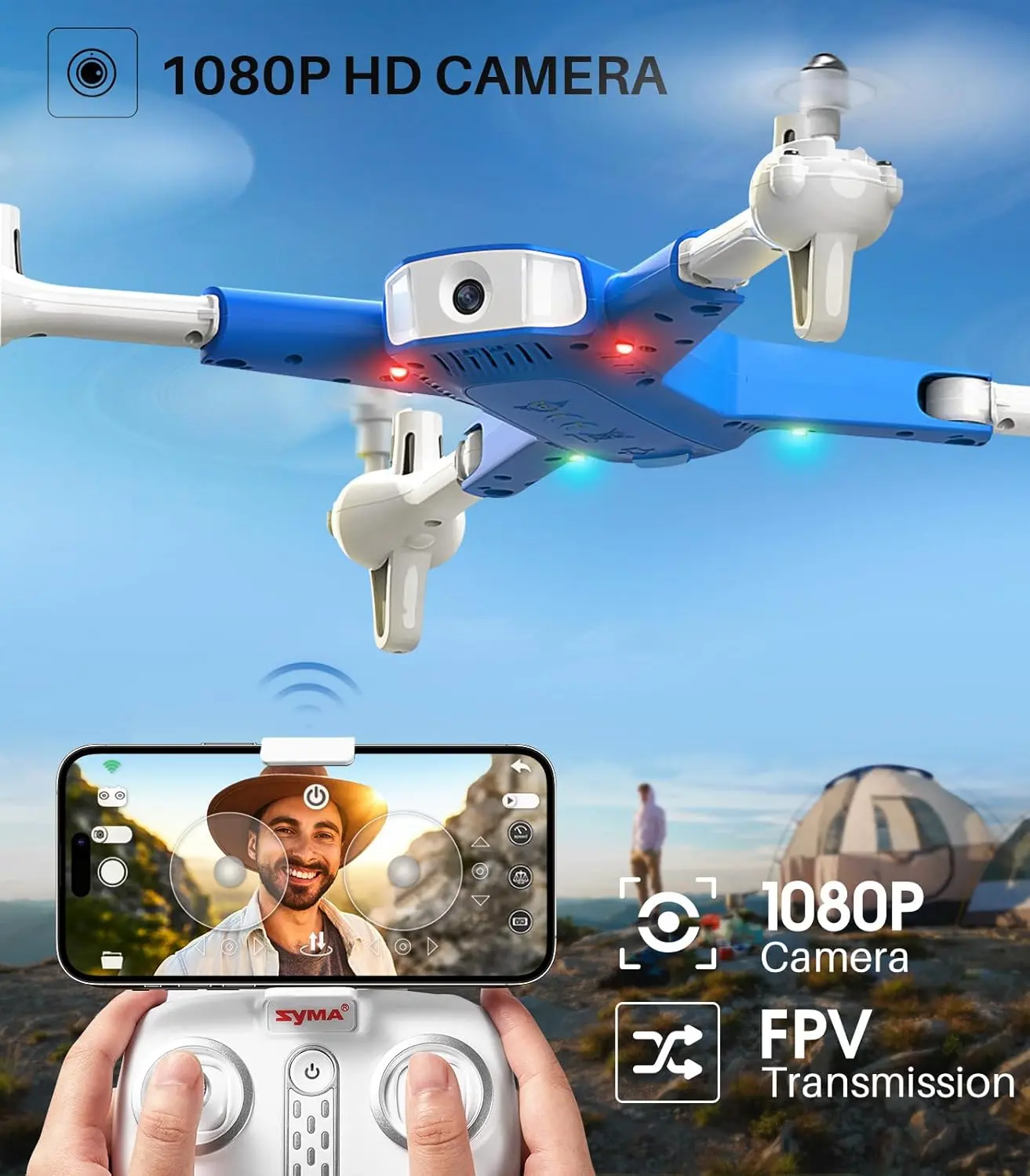 SYMA Drone with Camera for Adults Kids,1080P FPV Camera RC Quadcopter with Altitude Hold, One Key Start, 3D Flips, 2 Batteries Remote Control Helicopter Flying Toys Gifts for Boys Girls image 2