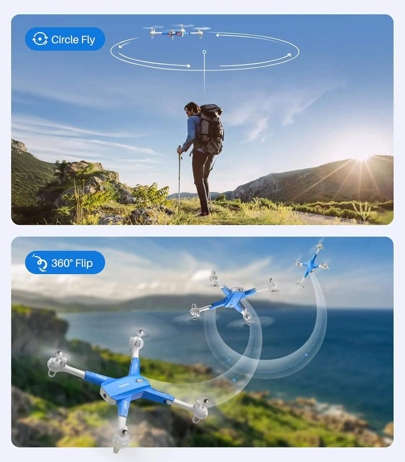SYMA Drone with Camera for Adults Kids,1080P FPV Camera RC Quadcopter with Altitude Hold, One Key Start, 3D Flips, 2 Batteries Remote Control Helicopter Flying Toys Gifts for Boys Girls image 6