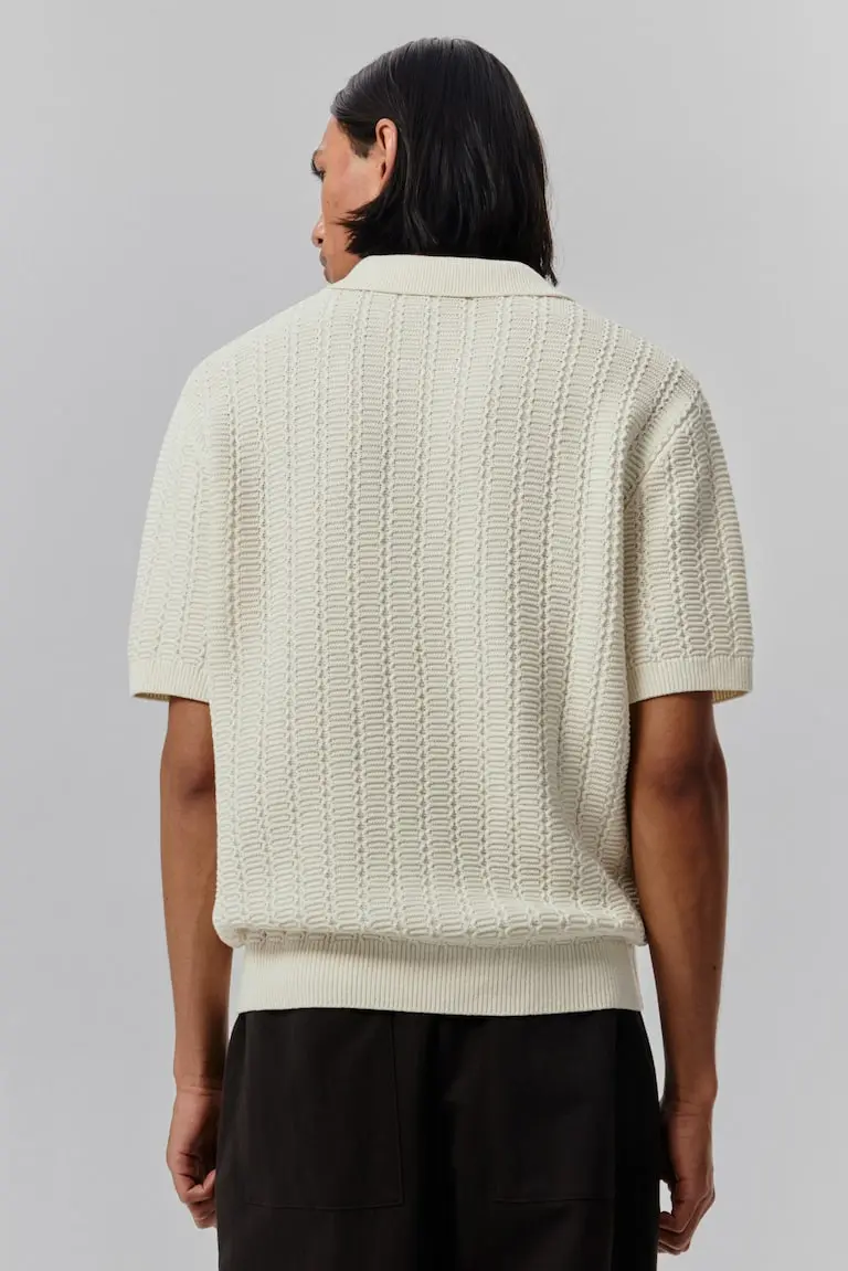 Regular-Fit Textured-Knit Polo Shirt image 3