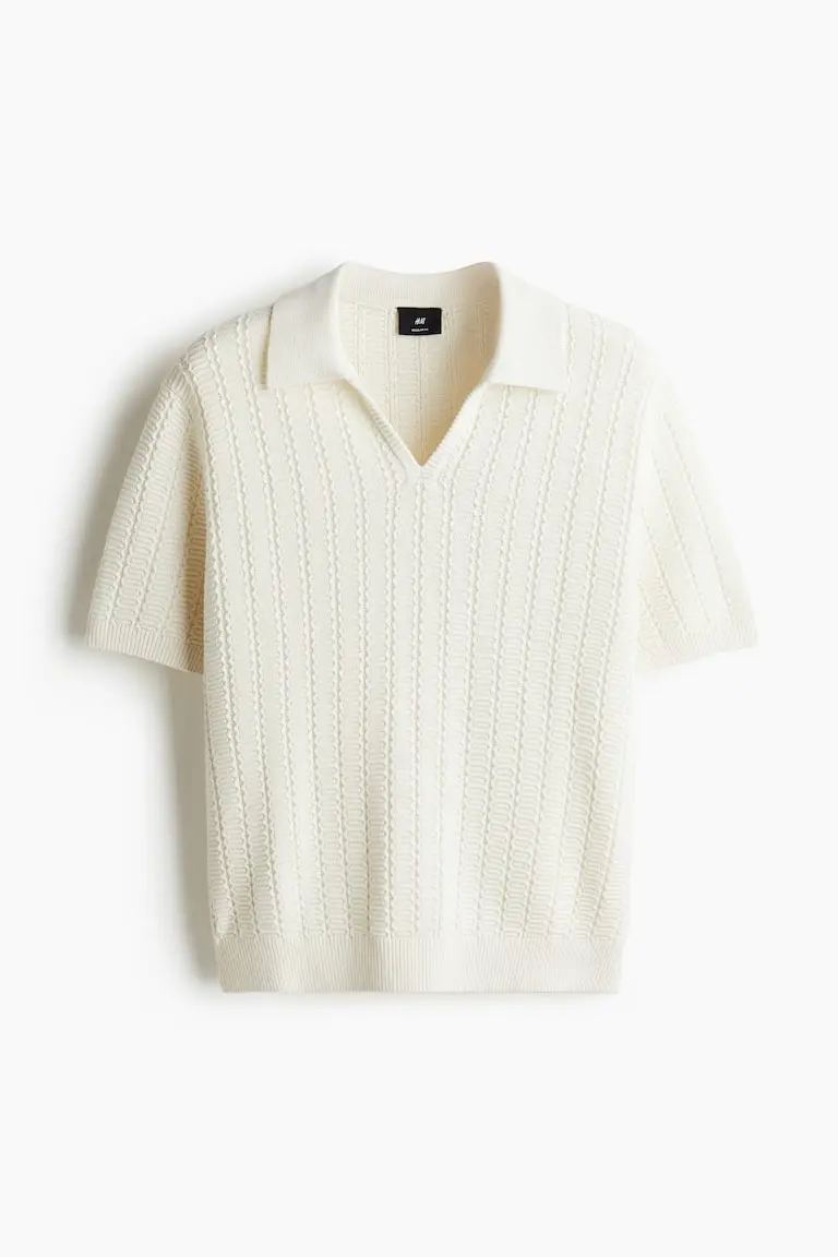 Regular-Fit Textured-Knit Polo Shirt image 5