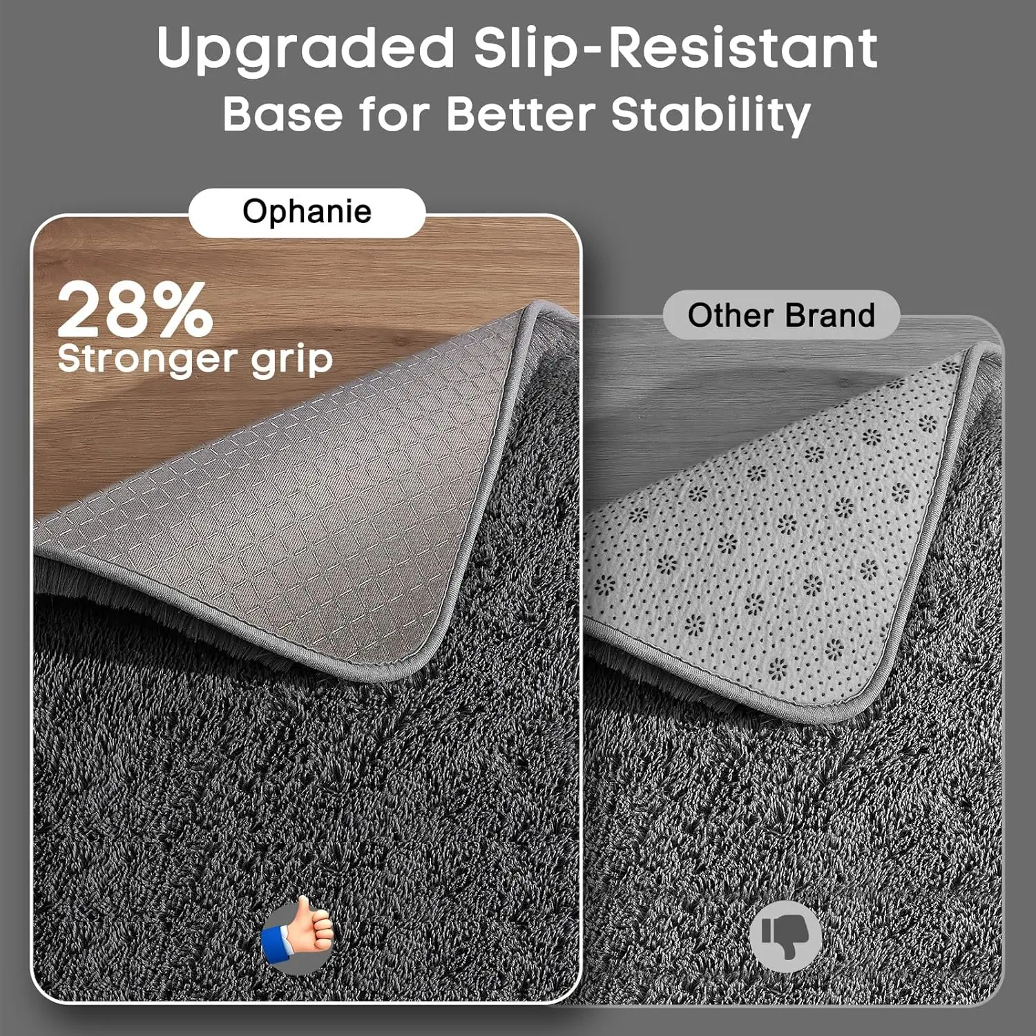 Ophanie Area Rugs for Bedroom, Upgrade Non-Slip Grey Fluffy Soft Shag Carpet, Indoor Floor Gray 4x6 Fuzzy Shaggy Living Room Plush Rug for Kids Home Dorm Decor Aesthetic image 4