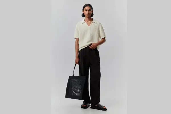 Regular-Fit Textured-Knit Polo Shirt image