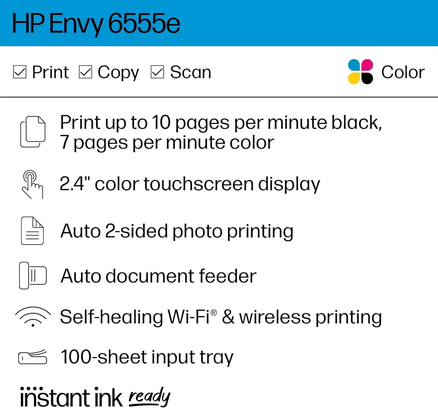 HP Envy 6555e Wireless All-in-One Color Inkjet Printer, Print, scan, Copy, Duplex Printing Best-for-Home, 3 month Instant Ink trial included (714N5A) image 2