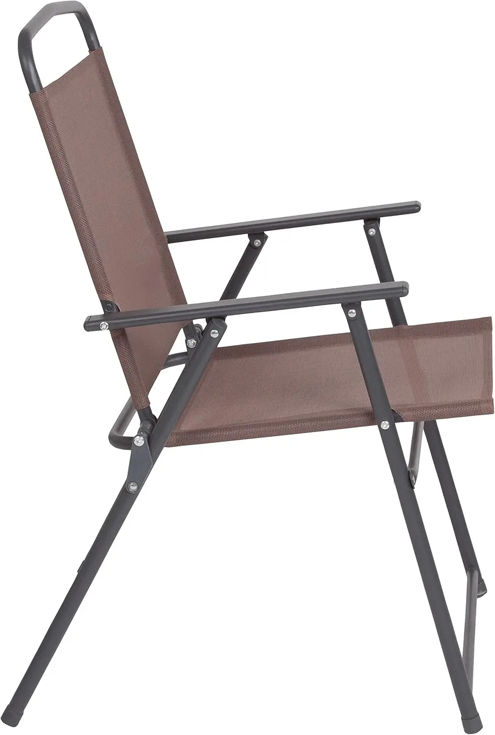 Flash Furniture Nantucket 6-Piece Patio Dining Set with Glass Table, 4 Folding Chairs, and Umbrella, Outdoor Patio Set, Brown image 13