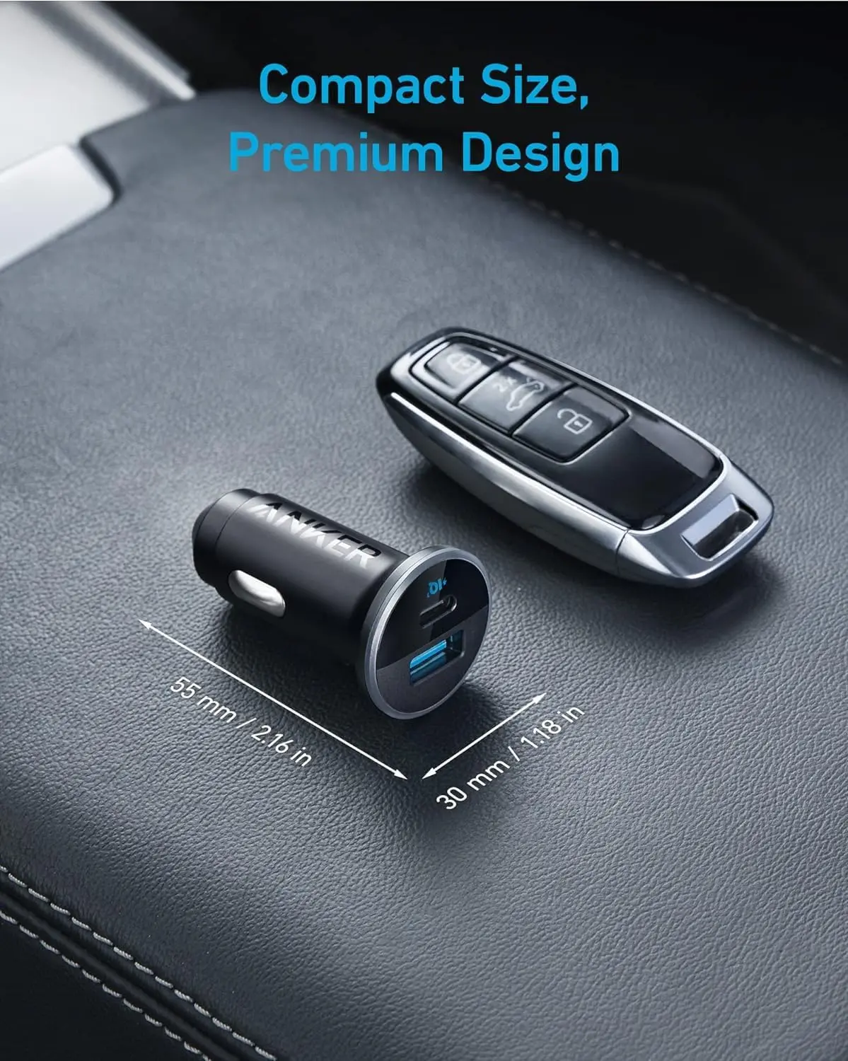 Anker 323 USB-C Car Charger Adapter, 52.5W Cigarette Lighter Charger with 30W PowerIQ 3.0 Fast Charging for iPhone 15/15 Pro Max, 14/13/12 Series, Galaxy S23/22, Pixel image 6