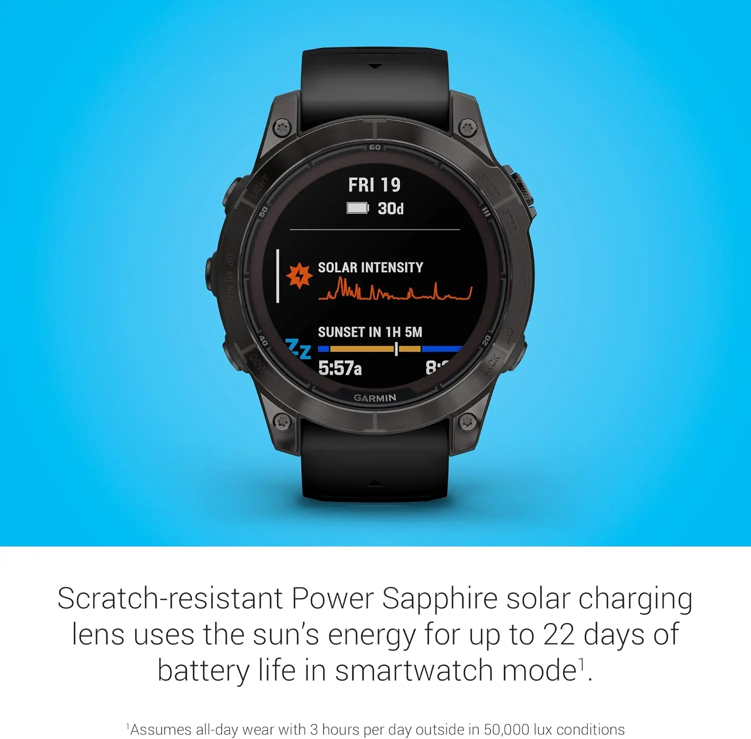 Garmin fēnix 7 Pro Sapphire Solar, Multisport GPS Smartwatch, Built-in Flashlight, Solar Charging Capability, Black image 4