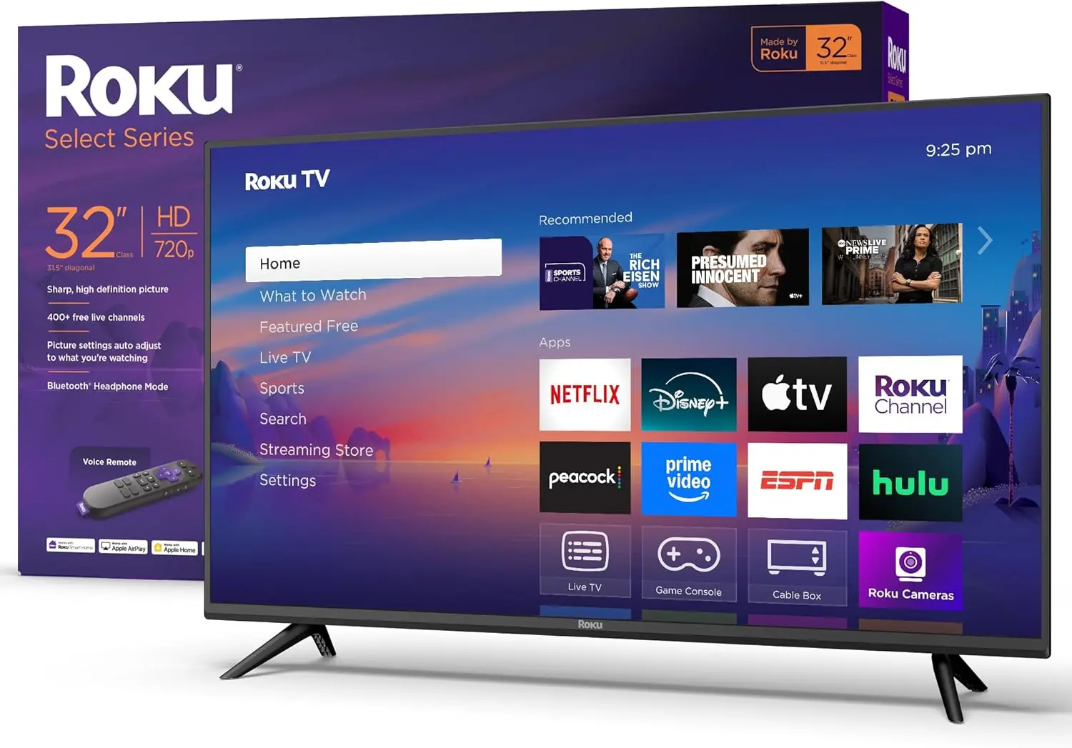 Roku Smart TV 2025 – 32-Inch Select Series, 720p HD TV – RokuTV with Voice Remote – Flat Screen LED Television with Wi-Fi for Streaming Live Local News, Sports, Family Entertainment - Amazon Exclusive image 1