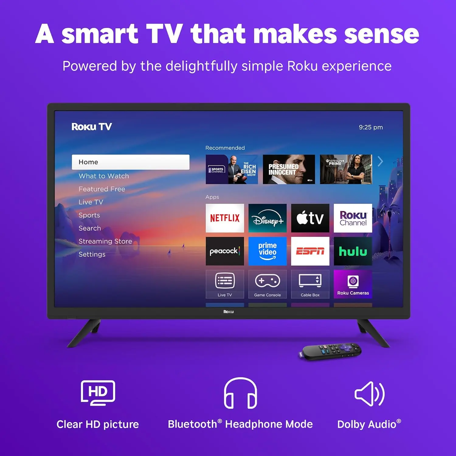 Roku Smart TV 2025 – 32-Inch Select Series, 720p HD TV – RokuTV with Voice Remote – Flat Screen LED Television with Wi-Fi for Streaming Live Local News, Sports, Family Entertainment - Amazon Exclusive image 3