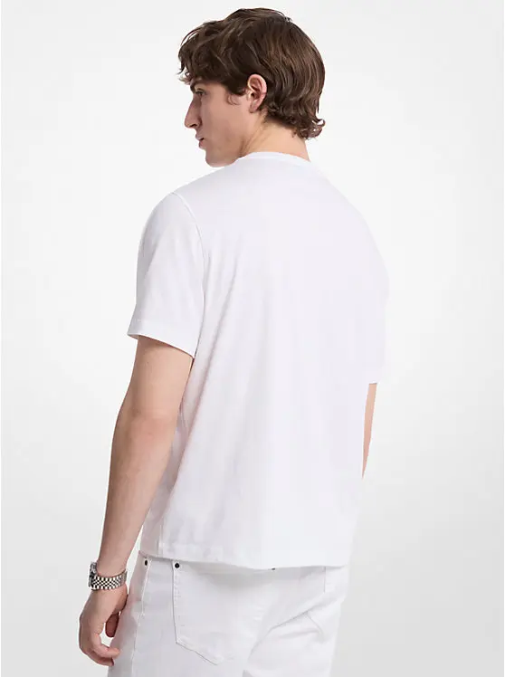 Geometric Print Logo Cotton T-Shirt image 2