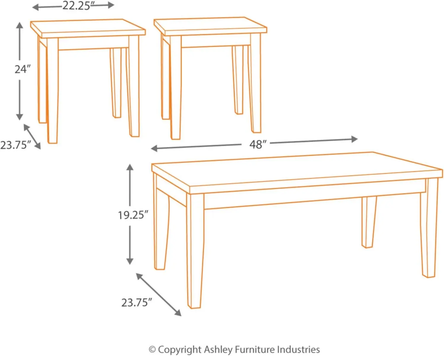 Signature Design by Ashley Maysville Faux Marble Top 3-Piece Table Set, Includes Coffee Table & 2 End Tables, Black image 4