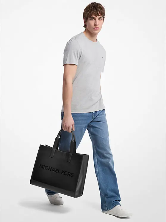 Cooper Logo Embossed Pebbled Leather Tote Bag image 3