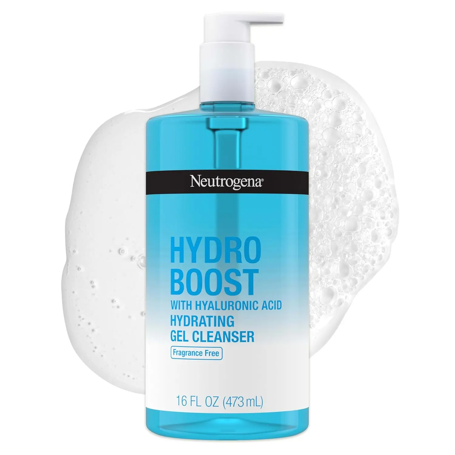 Neutrogena Hydro Boost Fragrance Free Face Wash, Hydrating Gel Facial Cleanser with Hyaluronic Acid, Daily Foaming Face Wash & Makeup Remover, 16 fl. oz image 1
