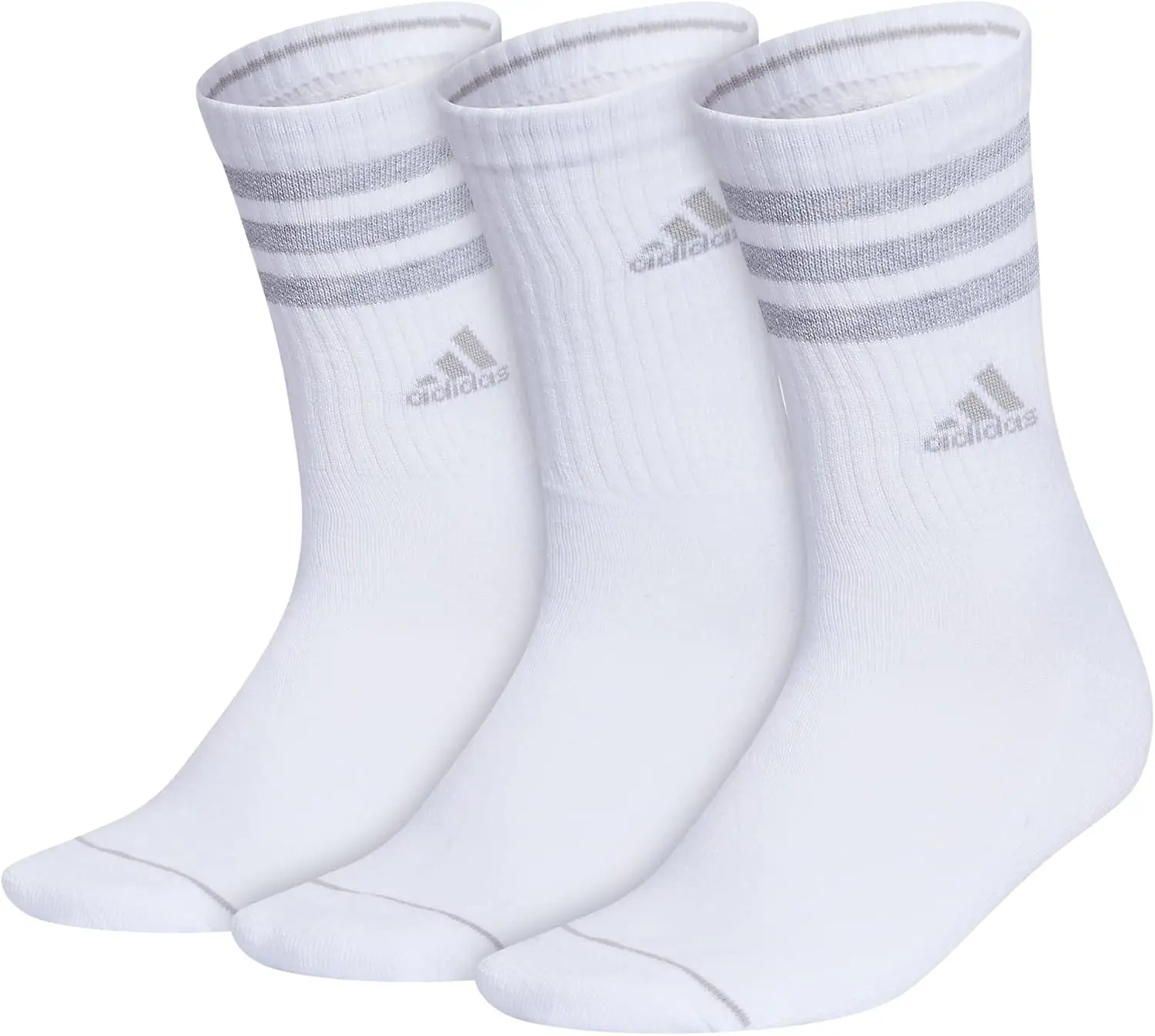 adidas Women's Crew Socks with Arch Compression 3-Pack, Comfortable, Sweat-Wicking, Stylish 3-Stripe image 1